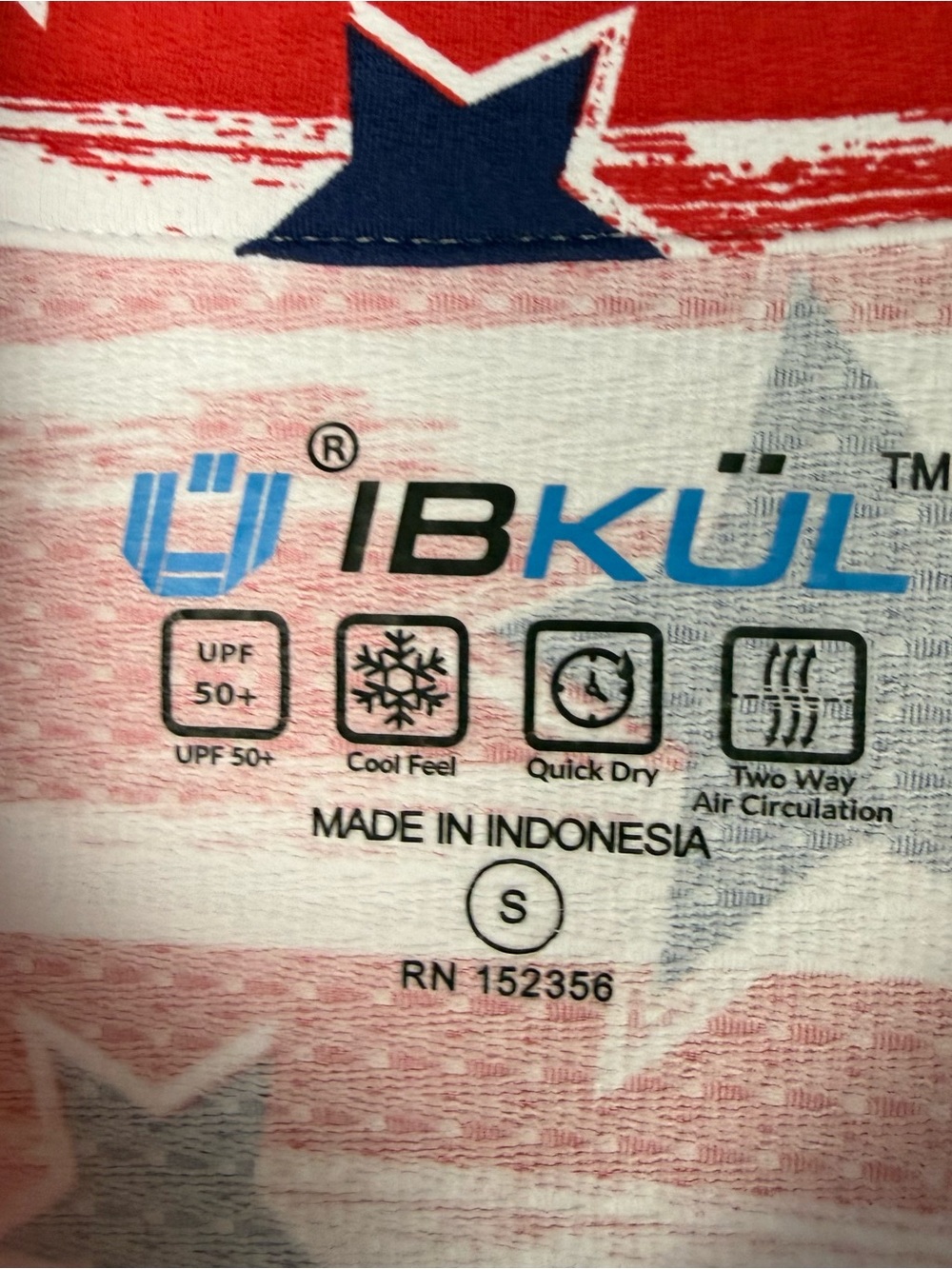 IBKUL Americana Star & Stripe Sun Shirt Red, White & Blue UPF 50+ Size S - Picture 6 of 7
